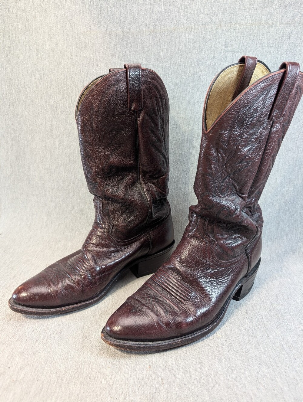 Vintage Dan Post El Paso Western Boots Men's 9.5 EW Burgundy Leather